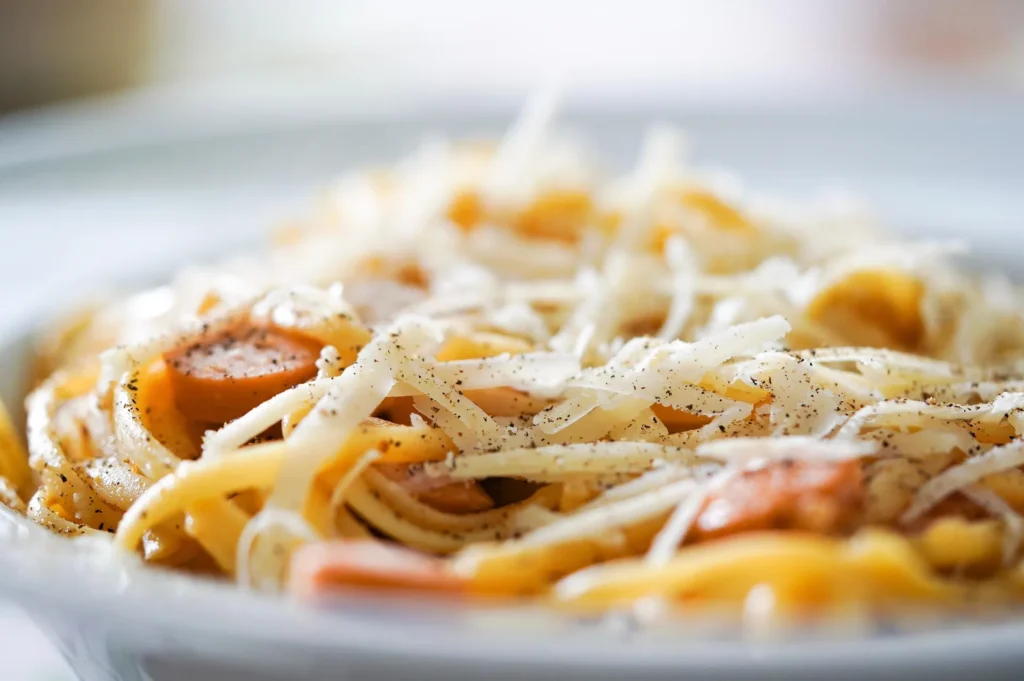 Seafood pasta served at a local restaurant in Port Barton Palawan