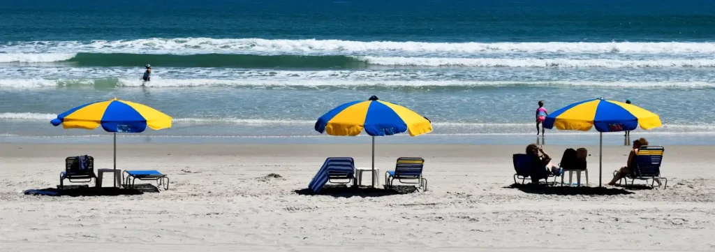 Con Dao Beach Umbrellas in Vietnam – peaceful island scenery from Con Dao.