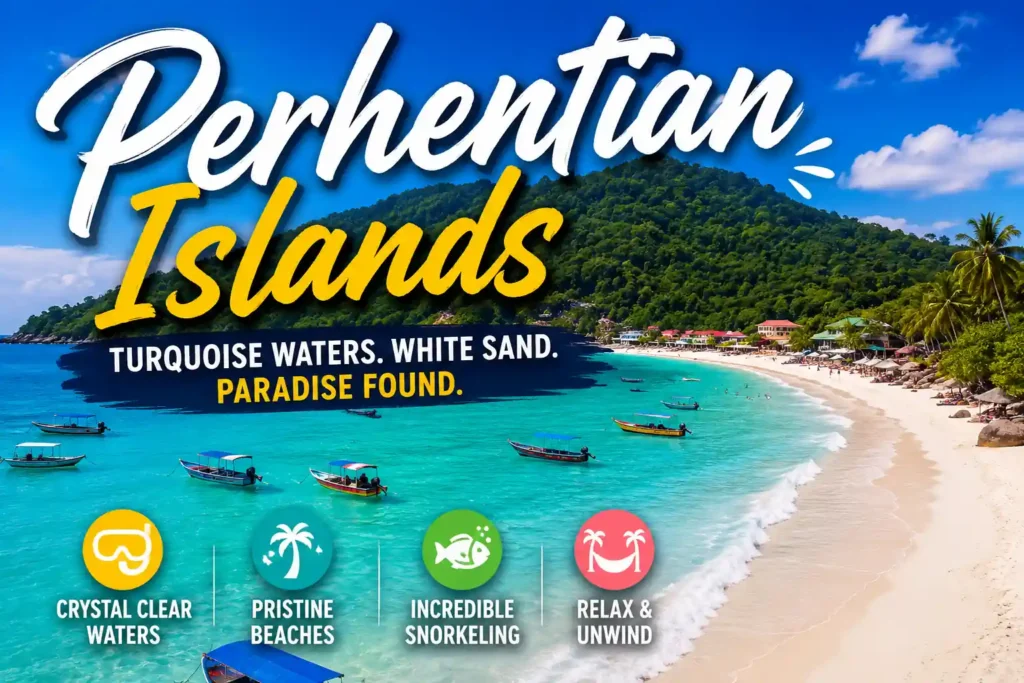 Perhentian Islands beach with white sand and crystal clear water in Malaysia
