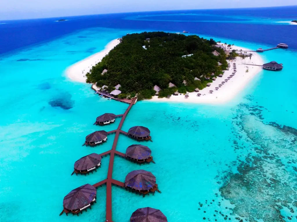 Aerial view of turquoise waters and hidden beaches near Port Barton