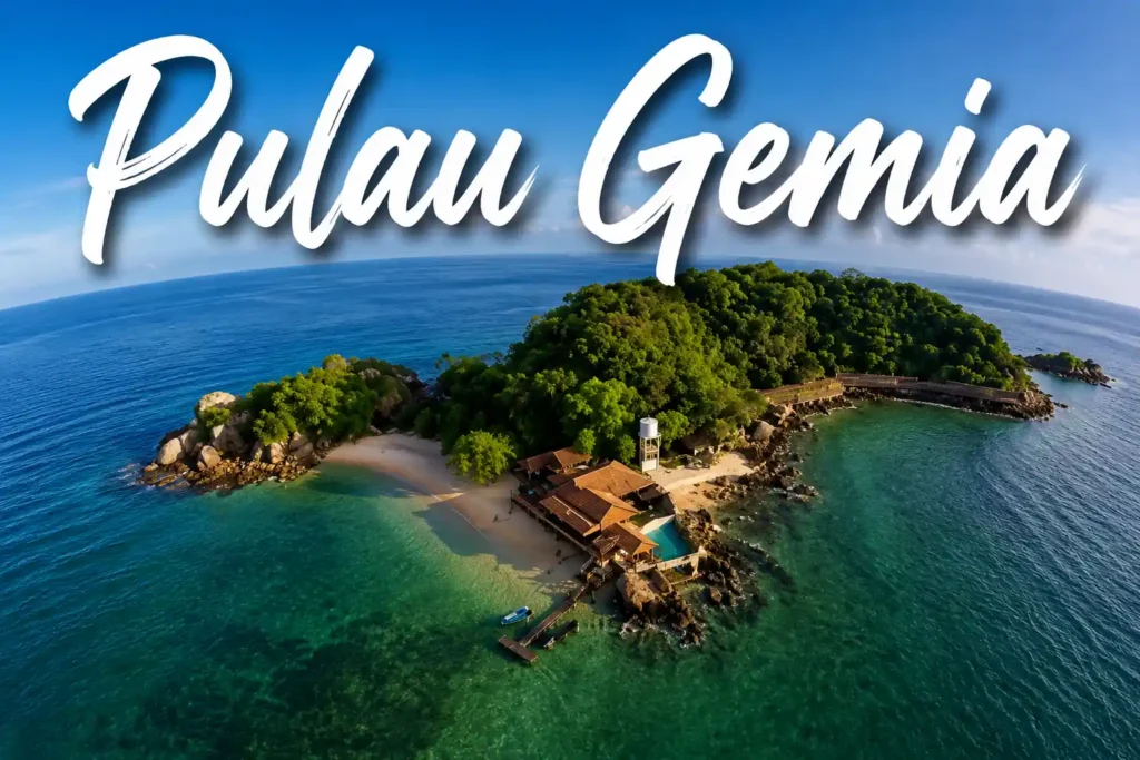 Aerial view of Pulau Gemia island resort in Terengganu Malaysia