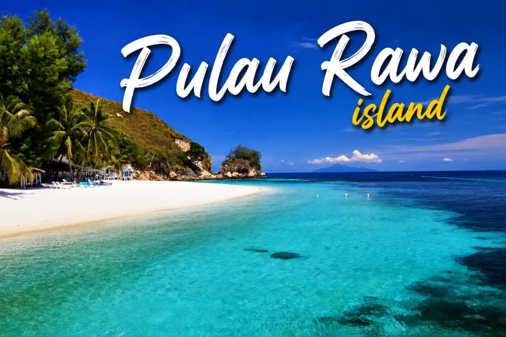 Pulau Rawa island beach with turquoise water in Johor Malaysia