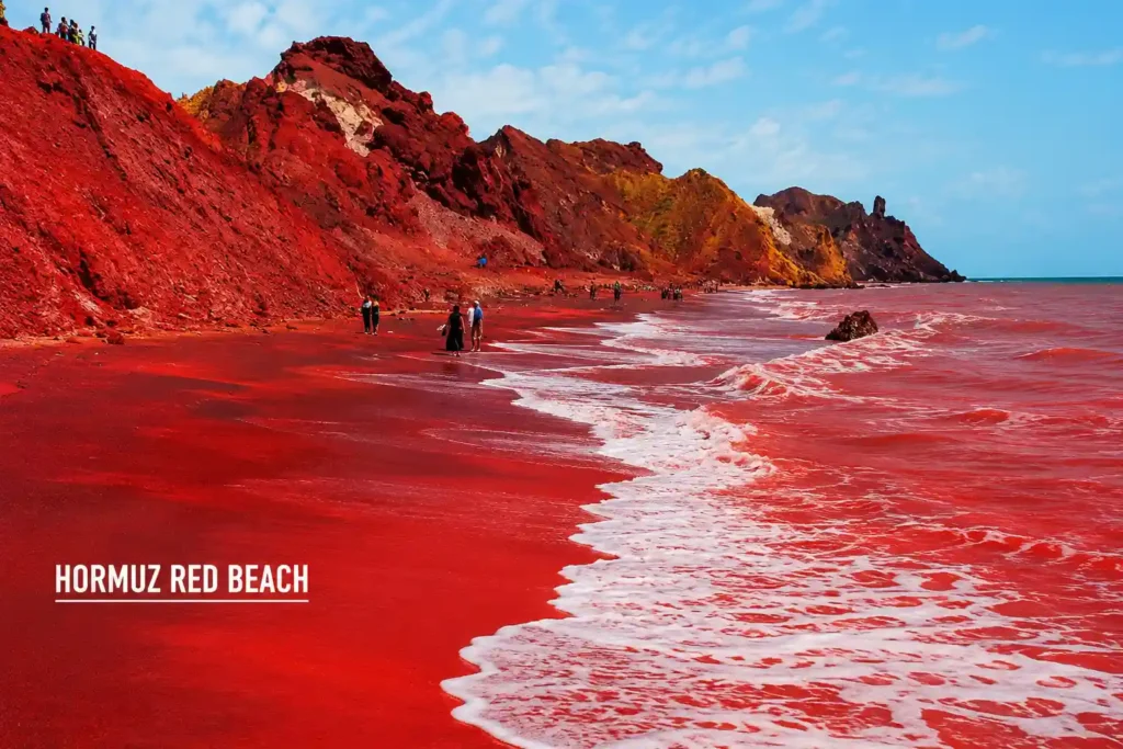  Hormuz Red Beach in Iran with unique red sand and striking coastal landscape.
