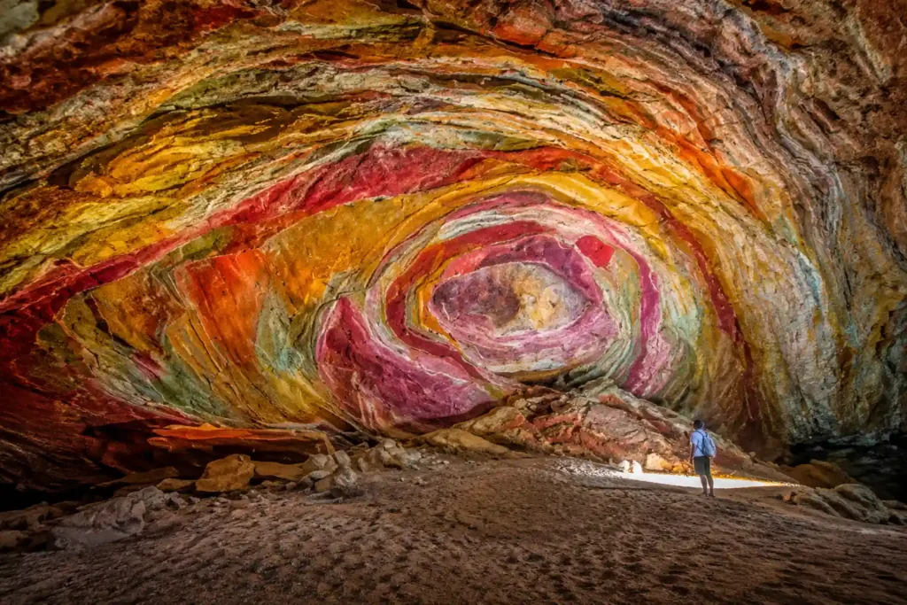 Colorful mineral cave formations inside Qeshm Island near the Persian Gulf coast