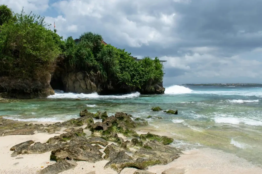 Beautiful beach and rocky coastline near Padang Padang in Bali