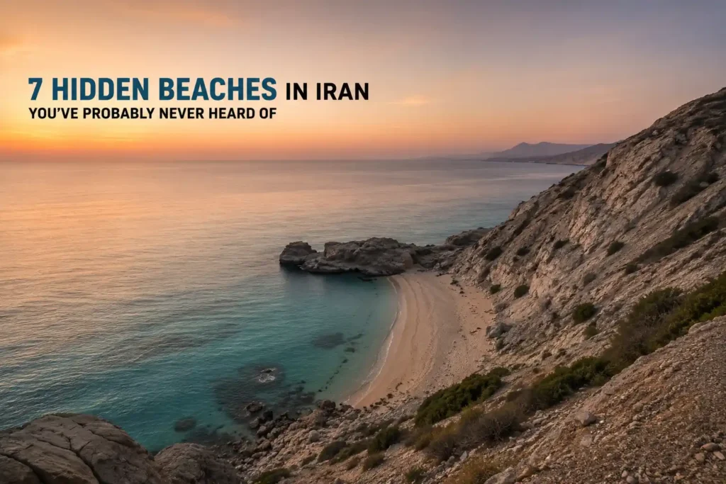 Hidden beaches in Iran featured image with scenic coastal cliffs and Persian Gulf shoreline
