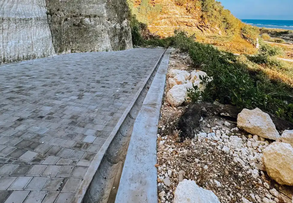 Steep trail and stairs leading down to Nyang Nyang Beach in Bali