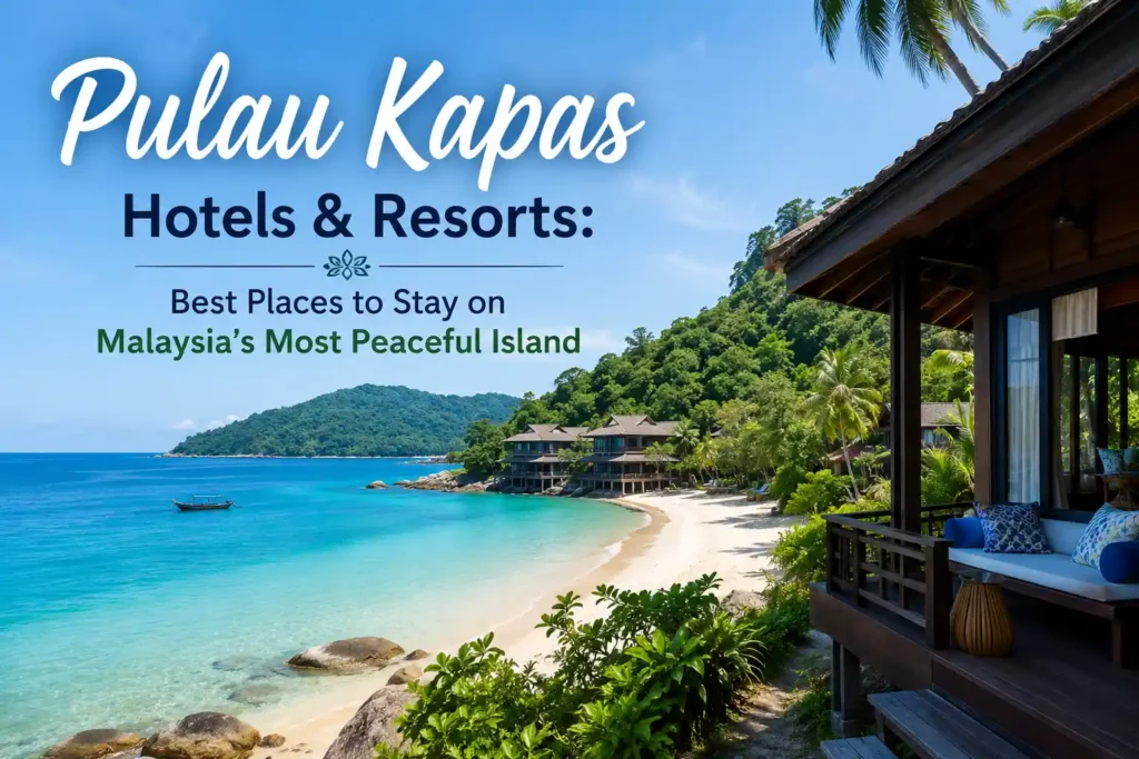 Beachfront Pulau Kapas resort with turquoise water and tropical island chalets in Malaysia