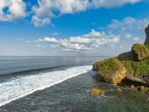 Nyang Nyang Beach in Bali with steep cliffs and strong Indian Ocean waves