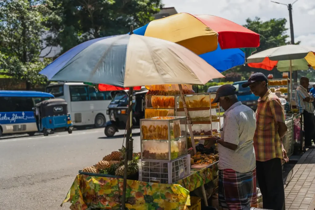 Local tropical fruit stall near a Bali roadside market
