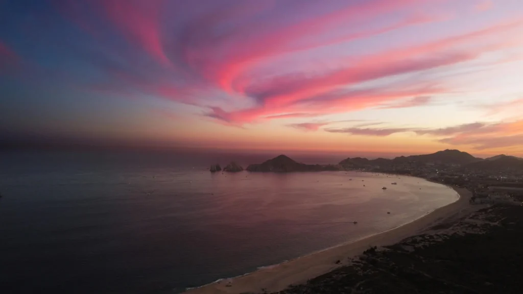 Sunset view over Bali coastline near Uluwatu