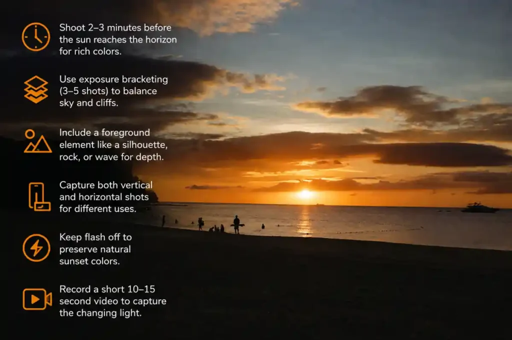 Sunset photography tips at Balangan Beach, Bali.