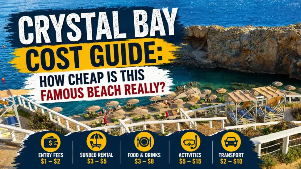 Crystal Bay Cost Guide travel thumbnail with rocky beach and turquoise sea.