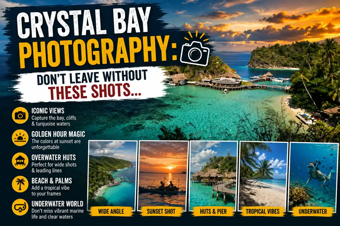 Crystal Bay photography guide thumbnail with tropical lagoon and photo tips.