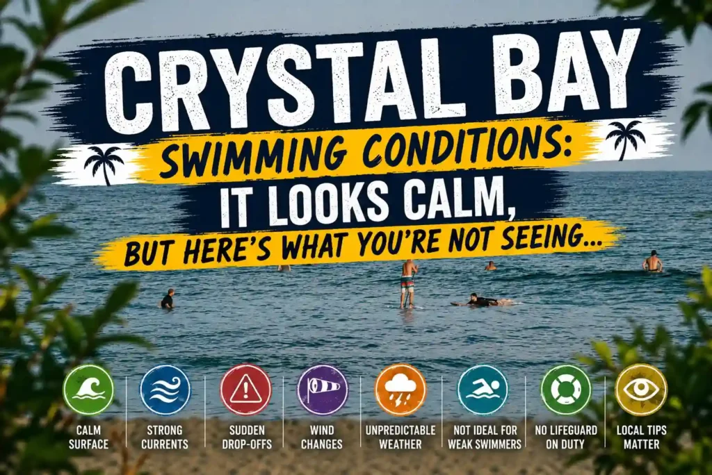 Crystal Bay swimmers in calm ocean waters.