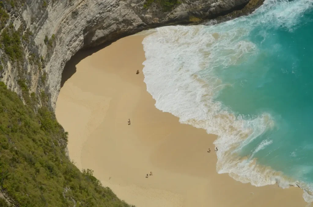 Aerial view of Kelingking Beach in Nusa Penida