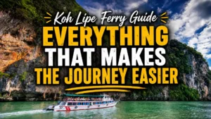 Koh Lipe ferry cruising past dramatic limestone cliffs with a guide to making the island journey easier.