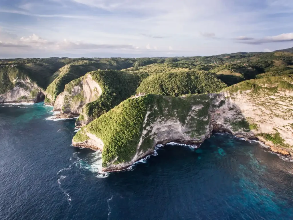 Aerial view of Nusa Penida coastal cliffs