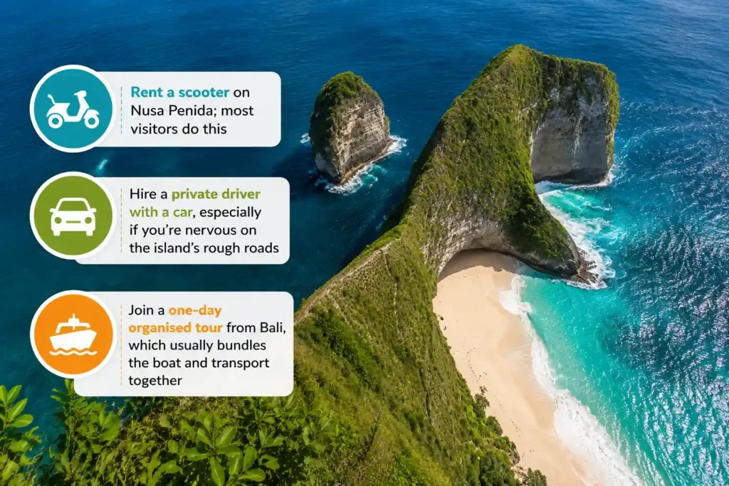 Nusa Penida transport options infographic
