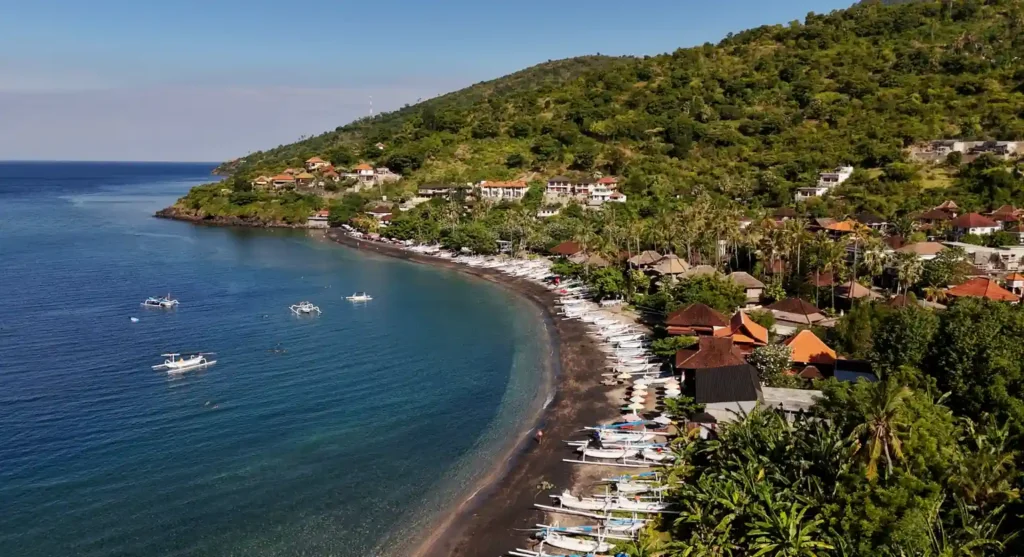 Amed Beach aerial coastline