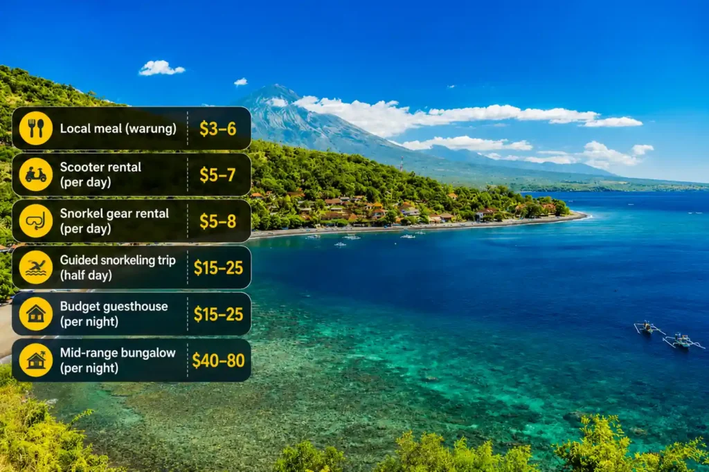 Amed Beach travel cost guide 