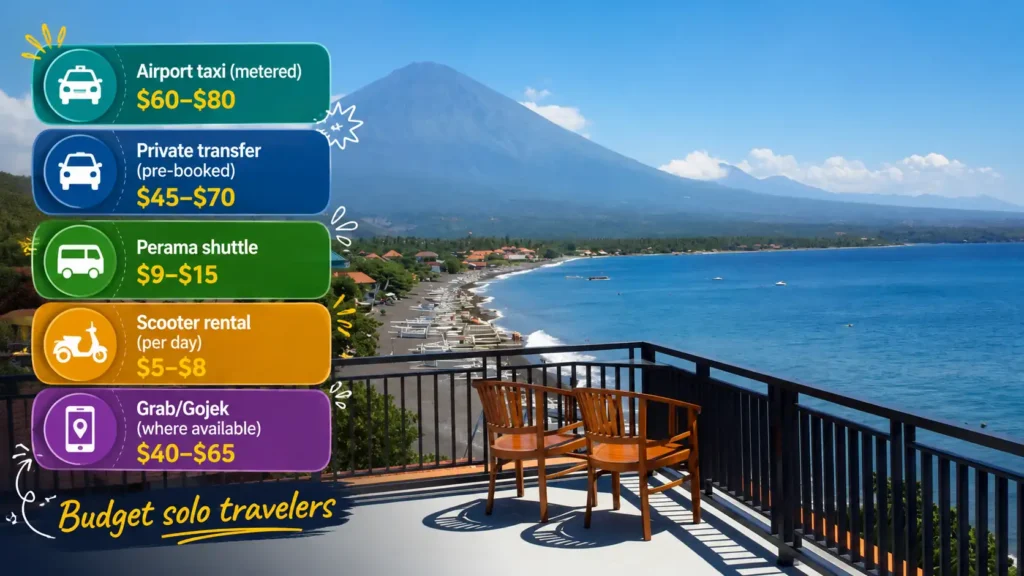 Amed Beach transport price guide