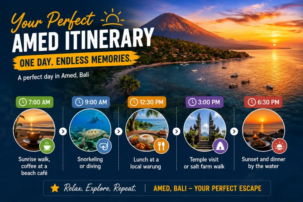 Amed one day itinerary infographic