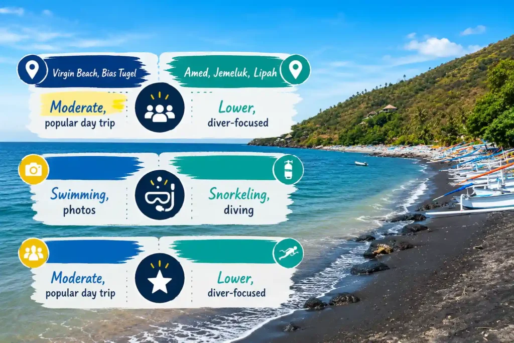 Bali beaches comparison infographic
