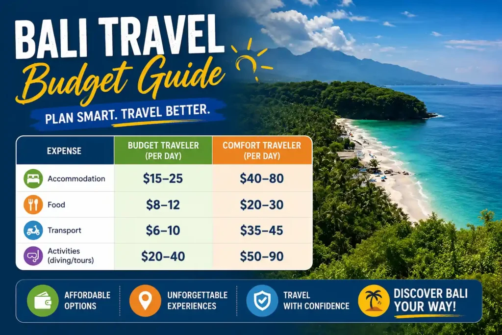 Bali travel budget guide infographic 