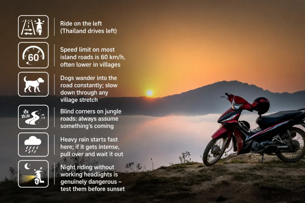 Koh Chang scooter riding safety tips infographic