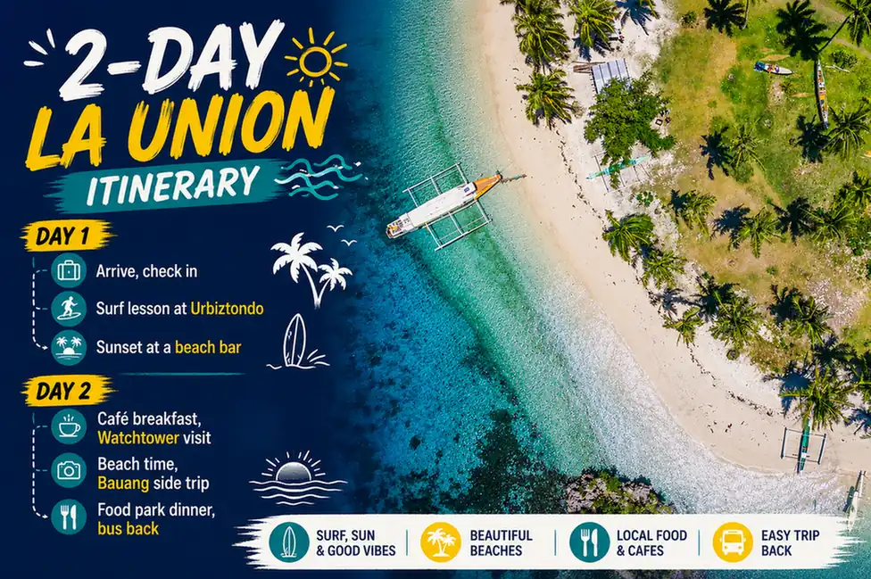 La Union 2-day itinerary infographic