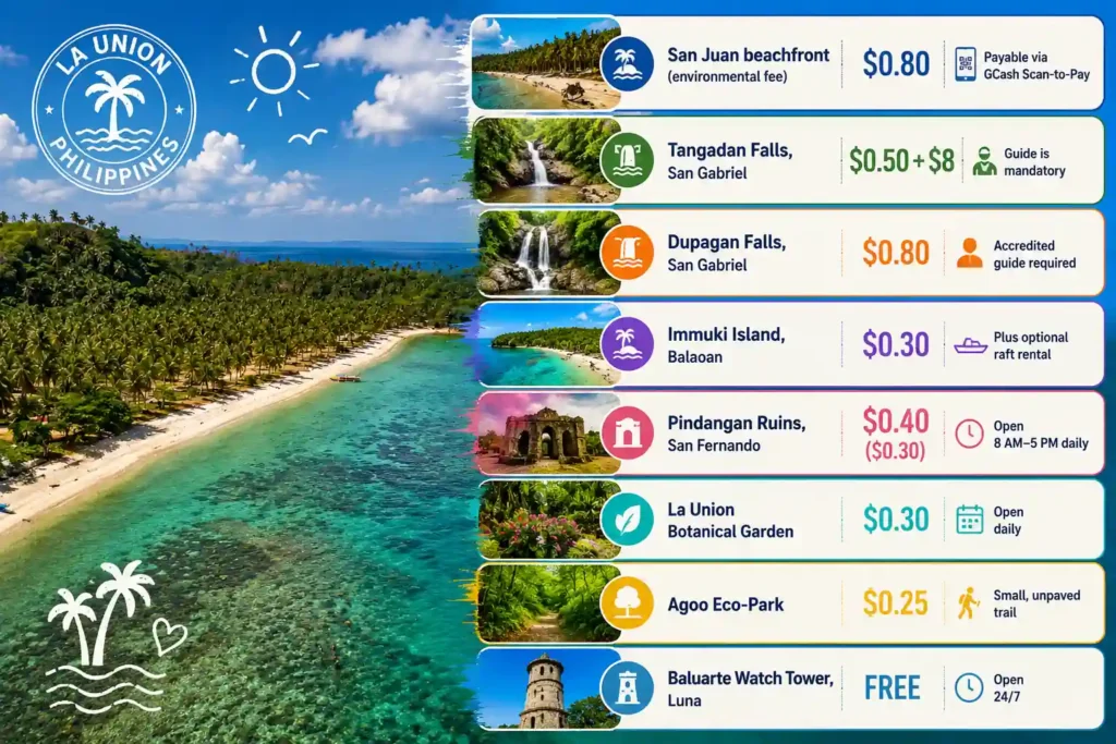 La Union attraction entrance fees