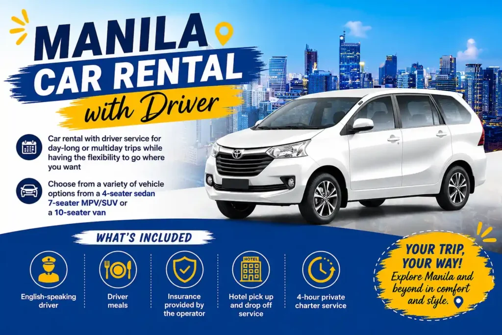 Manila car rental with private driver service 