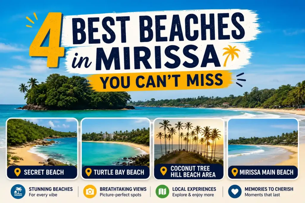 Mirissa beach guide featuring the four best beaches to visit.