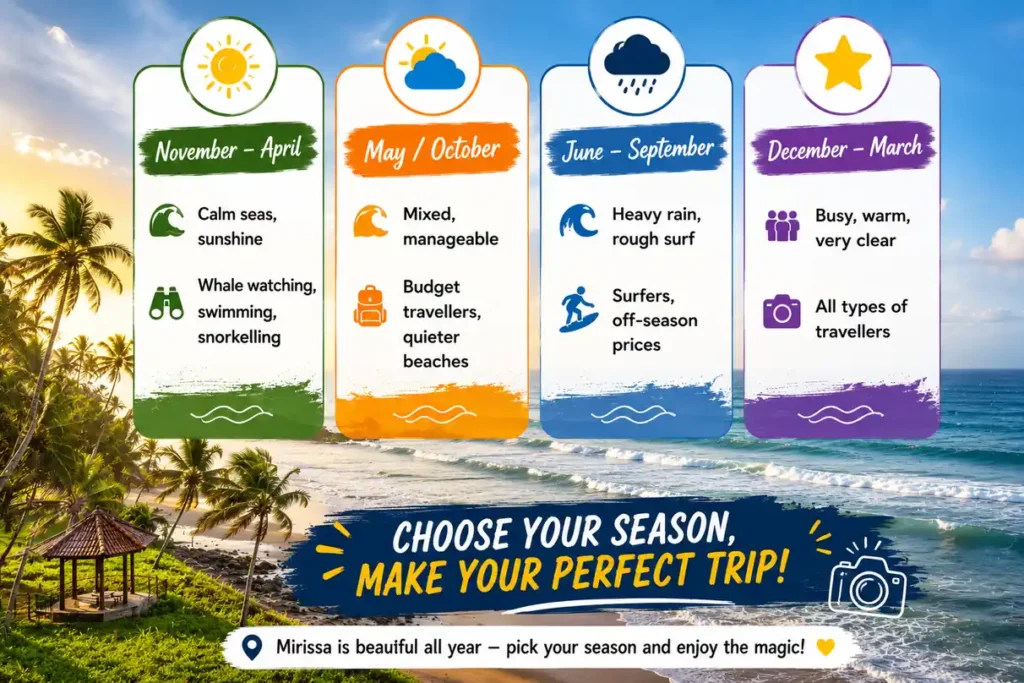 Mirissa travel seasons guide infographic