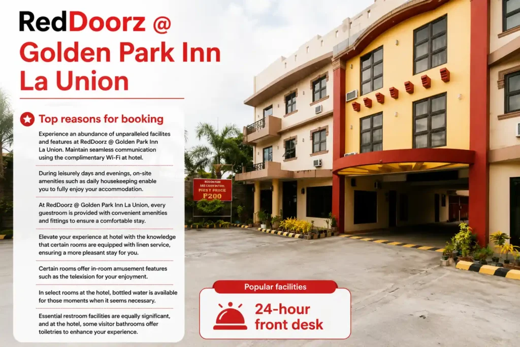 RedDoorz @ Golden Park Inn La Union hotel overview infographic