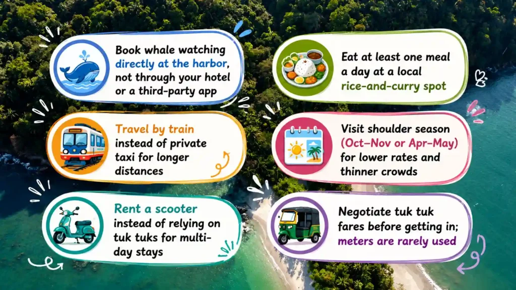 Sri Lanka travel money-saving tips infographic