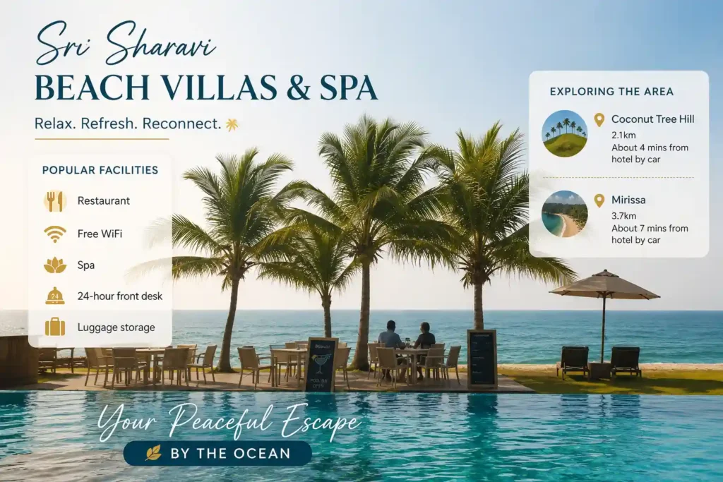 Sri Sharavi Beach Villas & Spa beachfront resort in Mirissa.