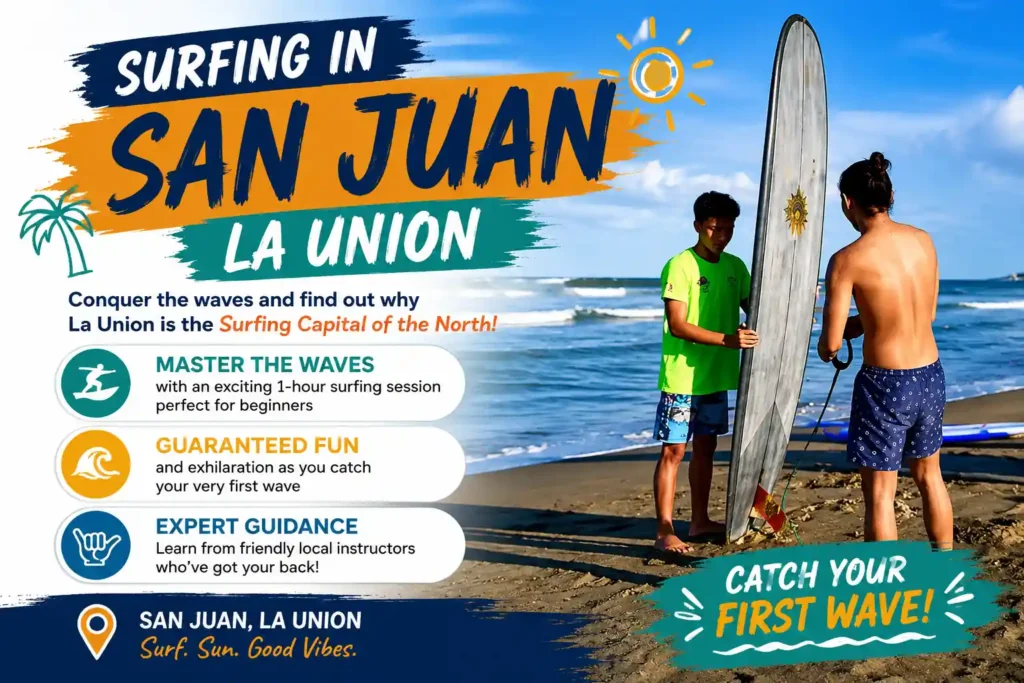 Surfing lesson in San Juan La Union