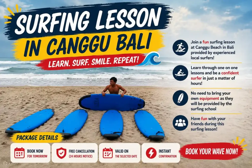 Surfing lesson in Canggu Bali