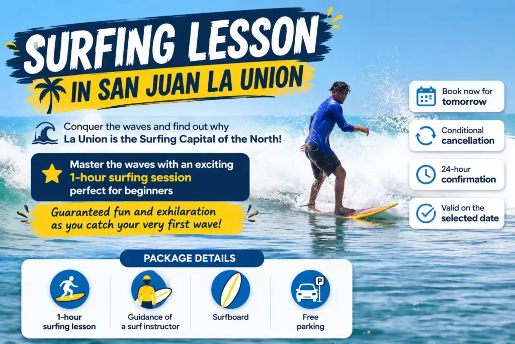 Surfing lesson in San Juan La Union poster