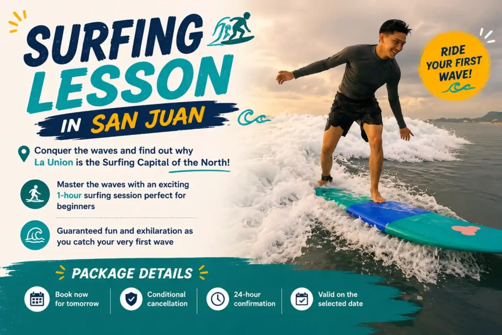 Surfing lesson in San Juan La Union for beginners 