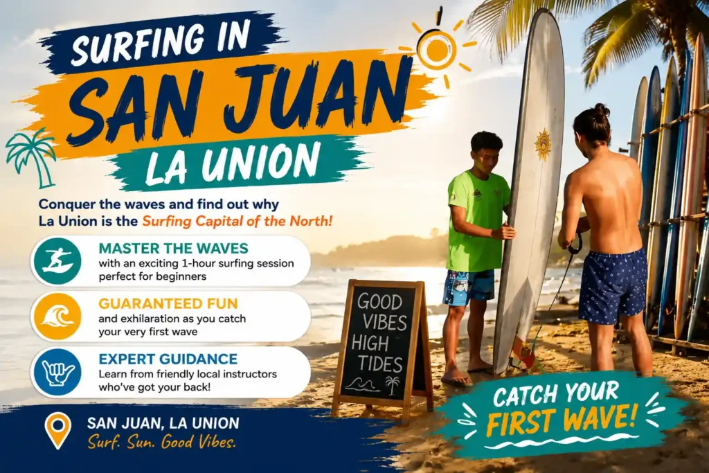 Surfing in San Juan La Union 