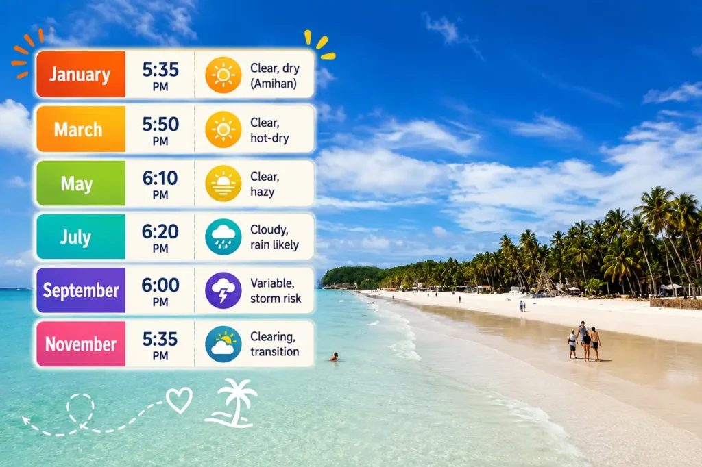 Boracay sunset times