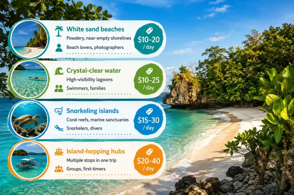 Island hopping travel guide infographic 