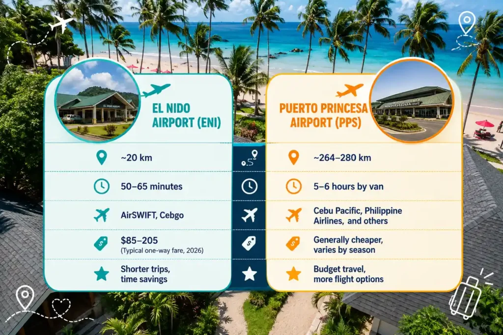 Nacpan Beach airport comparison