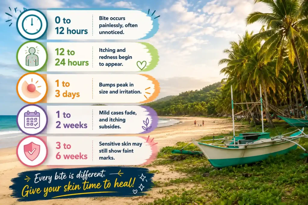 Nacpan beach bite timeline