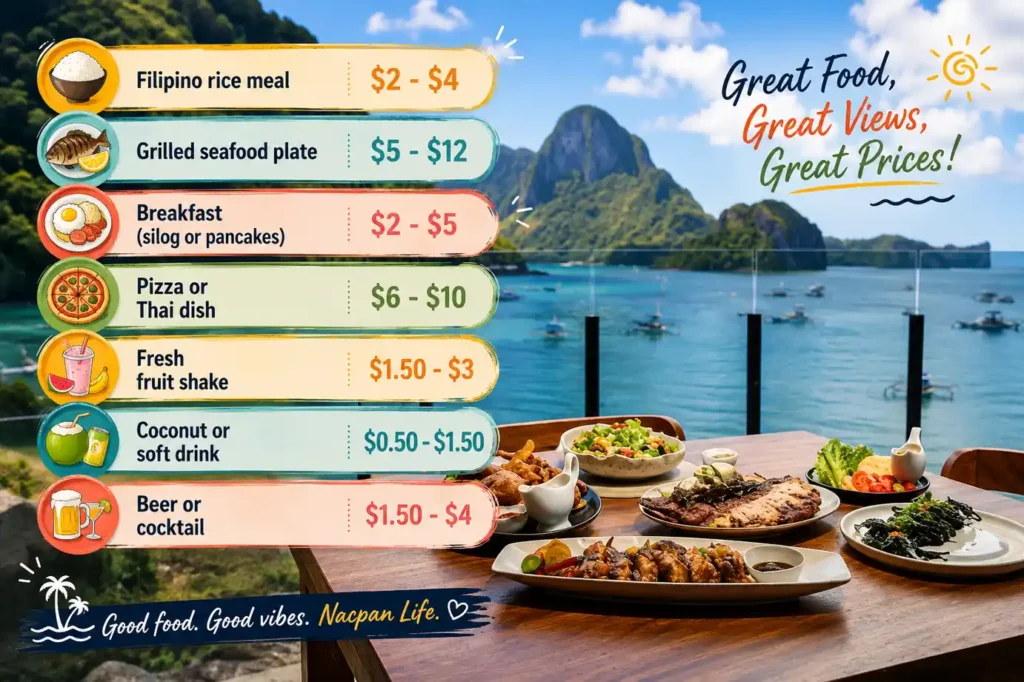 Nacpan Beach meal prices