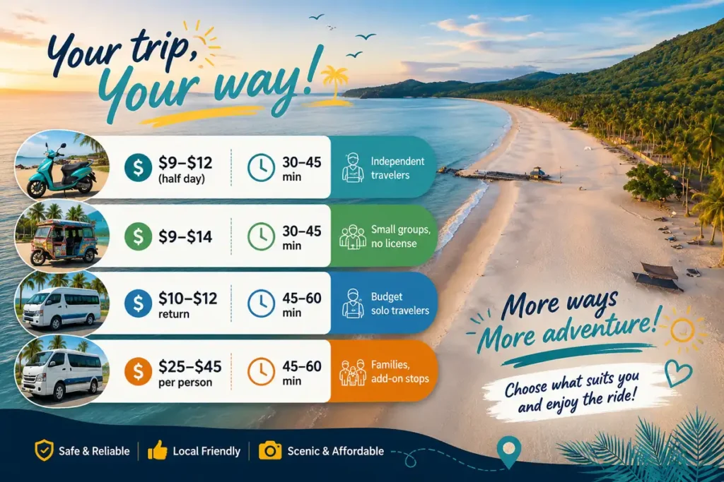 Nacpan Beach transport options 