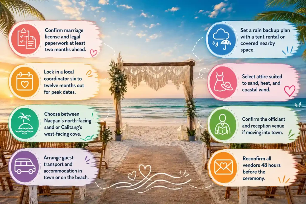 Nacpan Beach wedding checklist